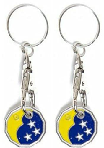 Fabulouz 2pc New Shape 12 Edge Sided Shopping Trolley Token £1 Coin Pound Coin Trolley Token Shopping Cart trolley coin Key Ring Clasp Supermarket trolly Locker Gym Keyring coins Gift (STAR MOON)