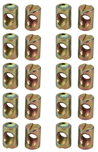 sourcing map 20Stk M8 Gewinde 18mm Länge Schlitzantrieb Kreuzdübel Fassmutter Eisen