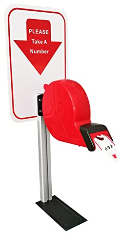Take-A-Number System Ticket Dispenser with Counter Stand and 1 Roll Queue Tape Paper 3 Digits 2000 Tickets for Queue Call System