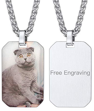Suplight Damen Herren Kette/Schlüsselanhänger personalisiert Foto Bilder Anhänger Edelstahl/18K Vergoldet/Synthetisches Kristall Modeschmuck mit Geschenkbox