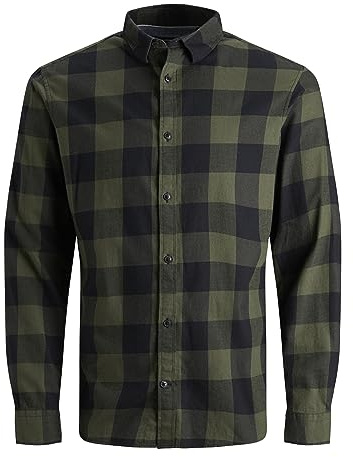 JACK & JONES Herren Hemd Jjegingham Twill Shirt L/S Noos, Dusty Olive, M