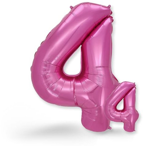 FUNXGO Globo Gigante Número 4 en Rosa - Decoración para Cumpleaños, Aniversarios, Celebraciones - Decoracion 4 Cumpleaños años - Globo Rosa con Número 4 Inflar con Helio o Aire - Globo 4 Rosa