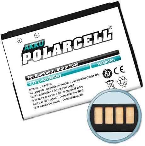 Akku für BlackBerry 8900 9500 Storm 9520 9530 9550 9630 9650 Bold Polarcell | für 8900/9500 Storm/9520/9530/9550/9630/9650 Bold, Ersetzt Originalakku D-X1, mungoo
