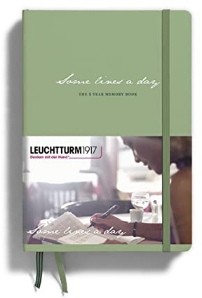 Leuchtturm1917 363840 Vissa linjer om dagen, 5 års minnesbok medium (A5), salvia