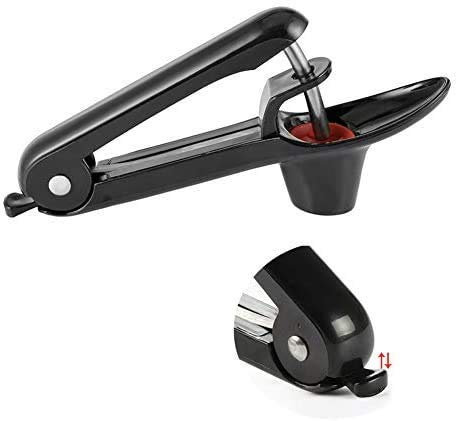Iwinna Cherry Pitter or Stoner, Olive Pitter Remover, Cherry Core or Seed Remover with Good Grips Handle & Food Grade Silicone Cup (Black)