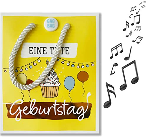 bentino MUSIK-Geschenktüte zum Kindergeburtstag, beim ÖFFNEN der Tasche hört man den Song Wie schön, dass Du geboren bist, tolle Überraschung für Kinder, GagBag