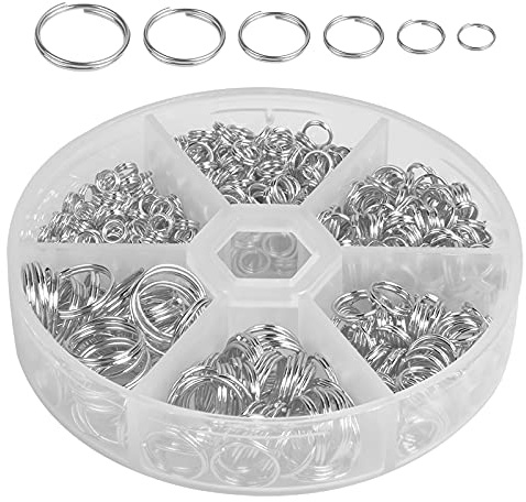 AvoDovA 690 Stück Spaltringe Metall, Biegeringe Offene, Runde Schlüsselringe, Sprungringe Set mit Aufbewahrungskiste, Doppelring Biegeringe, Split Ringe für Schlüsselbund Schmuck Basteln (Silber)