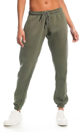 Light & Shade Pantalón Jogger Mujer Fleece – Pantalón Chándal con Cordón, Corte Tapered y Bolsillos, Joggers Suaves para Gym Fitness y Loungewear (Militar, XL)