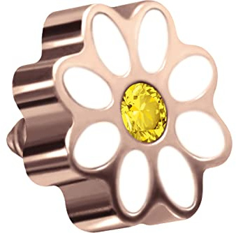 PIERCINGLINE Titan Schraubaufsatz mit Gewinde 0,9 mm GÄNSEBLÜMCHEN + KRISTALL Piercing Aufsatz Ersatz Roségoldfarben goldfarben