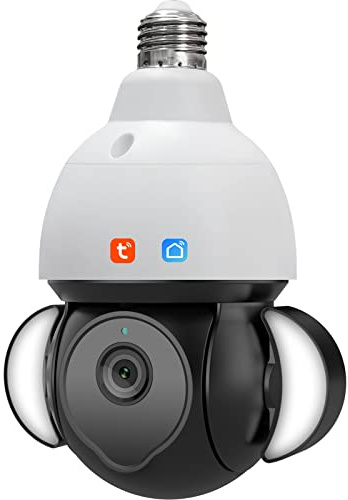 Cámara De Seguridad Con Bombilla TUYA, Cámara IP E27 Panorámica Panorámica/Inclinable, Cámara De Vigilancia Wifi De 5 MP Movimiento, Visión Nocturna, Conversación Bidireccional