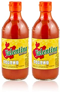 Salsa Valentina, salsa piccante messicana, salsa piccante, 370 ml ciascuna, senza glutine, senza grassi e senza zucchero, set regalo per salsa piccante