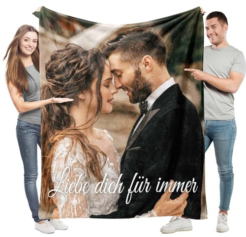 Easycosy personalisierte Decke für Paare - Geschenke für Sie Frauen Benutzerdefinierte Bild ersonalisierte Foto Kuscheldecke für Freundin, Männer, Mama, Papa Jahrestag 150×200cm