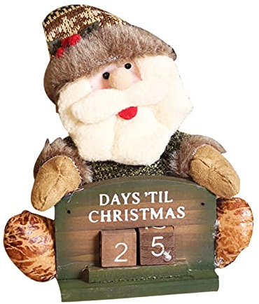 Calendrier de noël décoration poupée scène de noël décoration Fournitures hôtel fenêtre Compte à rebours Mise en Page Accessoires Boite Rangement en Bois Compartiment (A-G, One Size)
