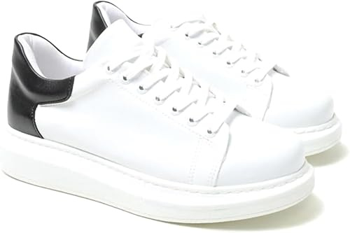 Solaress 547 - Zapatillas de Hombre, Piel, Sneaker Casual, Blanco N, 43 EU