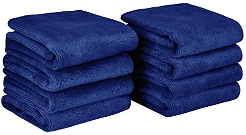 BW&HM Mikrofaser-Gesichtstücher, Abschminktücher, Gesichtstrocknungstücher, Waschtücher, Gesichtsreinigungstücher, superweich, 30 cm x 30 cm, 8er-Pack, Marineblau