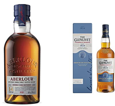 Aberlour Whisky 14 ans Highland Single Malt Scotch 40%, 70cl & The Glenlivet Founder's Reserve Scotch Whisky, Whisky Ecossais, 70 cl