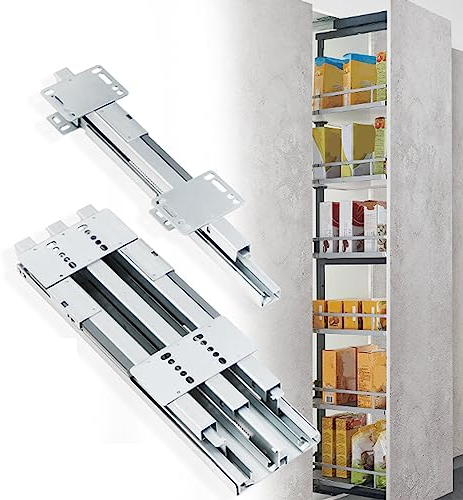 TRUNXUCL 80 Kg Tragkraft, Robuste Schubladenschienen, 385 435 485 535 mm, Bodenmontage, Verdeckte Schrankschienen, Werkzeugkastenführungen, Schienengleiter, 1 Paar (Size : 535mm/21.1in)