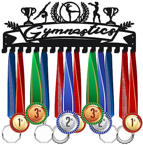 SUPERDANT Gymnastik Medaillenhaken Sport Medaillenhalter Display Aufhänger Metall Mit 17 Haken Für Mehr als 60 Medaillen Wandmontage Band Display Halter Rack Aufhänger Eisenhaken Kindergeschenke