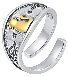 IMINI Anello a fascia aperta retrò a forma di gattino per uomini, donne e ragazzi, stile vintage, con stella, anelli regolabili, estensibili, dita medie, comodo da indossare, regalo per migliori