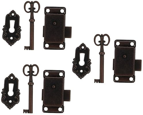 OSALADI 6 Sätze Antikes Schloss Garderobenschloss Antike Schubladenschlösser Schubladenschloss Vintage Garderobenschlösser Antike Messingscharniere Alte Tür Koffer Schrank Zinklegierung