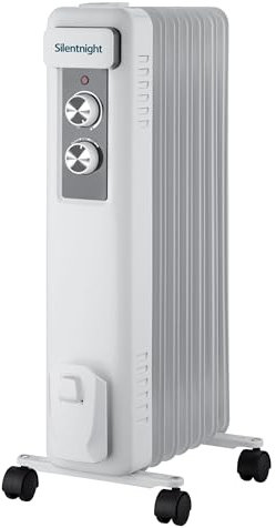Silentnight Oil Filled Radiator 7 Fin - Portable Electric Radiator Heater for Home and Office with Adjustable Thermostat, 3 Heat Settings, Safety Cut Off - Lightweight and Compact