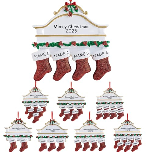 WERWAES Weihnachtsbaum Anhänger mit 2/3/4/5/6/7/8 Familiennamen Weihnachtsdeko 2025 Personalisierte Weihnachtskugeln Christbaumschmuck Anhänger