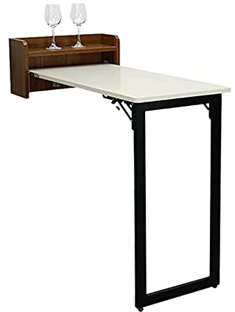 CASEGO Klappbarer Wandtisch mit Lagerregal, großer Stauraum, ausgewählte Materialien sind langlebig und pflegeleicht