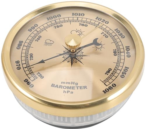 VINTORKY Einstellbares Aneroid Barometer Für Zuhause 2.36In Analoges Barometer Mit Kalibrierfunktion Wettervorhersage Für Wohnzimmer Garten Und Büro