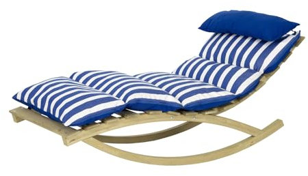 AMAZONAS Rocking Lounger – FSCTM-zertifizierte Schaukelliege mit Wendepolster und Nackenkissen | Belastbar bis 160 kg | Eigengewicht 23,5 kg | Farbe: Navy