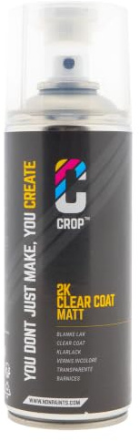 CROP 2K Klarlack Spraydose Matt 400ml - Kratzfest & langlebiges Profi-Finish - 2-Komponenten Klarlack für Karosserie & Felgen - Schnell trocknend, überlackierbar & einfach zu verwenden