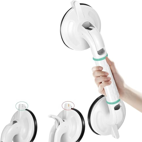 LORESJOY Duschgriff Saugnapf - Edelstahl Dusche Badewannengriff, Haltegriff Edelstahl Rutschfest für Bad Badewanne, Dusche Sicherheitsgriffe für Senioren und Kinder und Senioren (38cm)