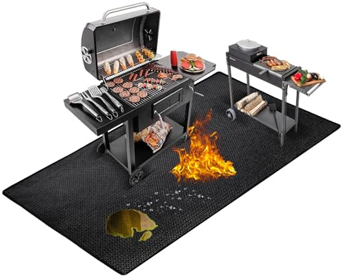 Fondpen Feuerfeste Grillmatten für den Außenbereich, 193 x 129,5 cm, zum Schutz Ihres Grilltischs