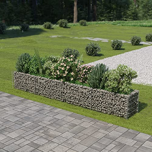 Gartenbeet, Blumenkästen，Garten-Hochbeete, Pflanzgefäße,Gabionen-Hochbeet Verzinkter Stahl 360×50×50 cm Für Gärten, Außenbereiche, Balkone