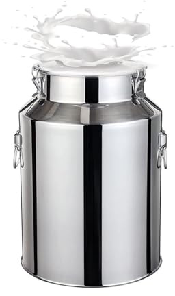 TOOYITR Milchkanne Edelstahl Versiegelter Eimer mit Deckel Milchkannen Schwerlast Milchkanister Weinkübel Eimer,7L