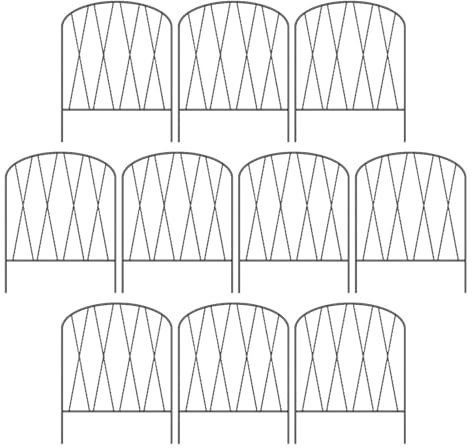 Lot de 10 clôtures de jardin en fil métallique - Bordure en fer inoxydable - Décoration pour écoles, terrasse, chale