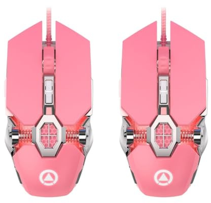 jojofuny 2pcs Mute Electronic Programmable Lighting Keys Mouse for Gaming Professional Mouse Wired for Computer Use