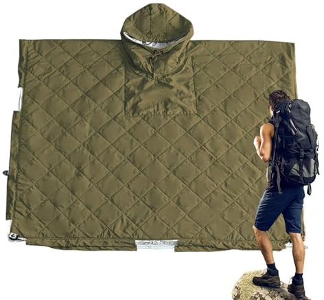 Wearable Sleeping Bag Poncho, isolierter Camping-Poncho, warmer Poncho, wasserdichter Schlafsack, tragbarer Camping-Poncho, Winter-Poncho, Wearable Decke für Erwachsene
