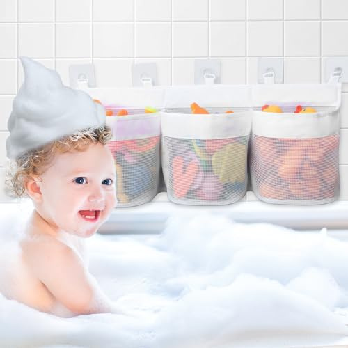 Badewannenspielzeug Aufbewahrungstasche - Große Badewannenspielzeug Mesh Tasche, Spielzeugnetz Badewanne Aufbewahrung und Sortierung von Spielzeug Geeignet für Badezimmer, Kinderbaden