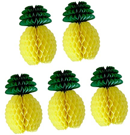 SHOWERORO 5stücke Teiliges Ananas Wabenball Tropische Hawaii Party Deko Wiederverwendbare Ananas Dekoration Für Geburtstag Shower Luau Veranstaltungszubehör