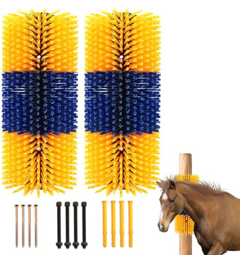 2 Stück Kratzbürste Pferde, Mähnenbürste kratzbürste für nutztiere Massagebürste Viehkratzbürste für größere Nutztiere Rinder Pferde