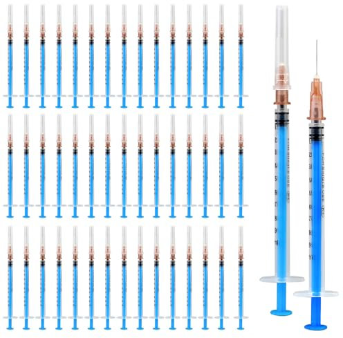 SPORWAY Lot de 100 seringues stériles en plastique de 1 ml avec aiguilles avec capuchons, seringue de colostrum de 1 ml, seringue doseuse pour remplir et mesurer les liquides, l'alimentation des