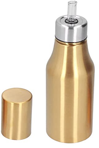 KIMISS Decanter per Olio d'oliva, Dispenser in Acciaio Inossidabile Distributore di Olio in Legno a Prova di Perdite da 500 Ml Decanter da per PolvereOro per Case Feste