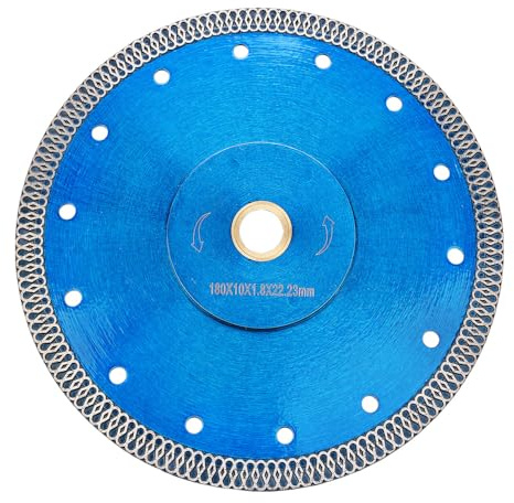 Solidure Lame de scie diamantée extra fine 180mm x 22,23mm Turbo pour le découpage et le ponçage du granit, du marbre, du béton et des carreaux