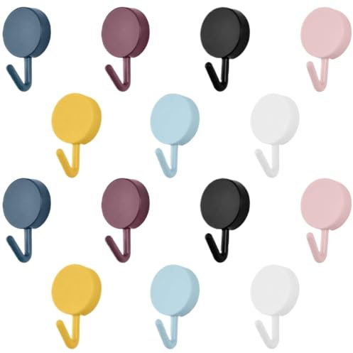 CATOR 14 Pezzi Gancio Adesivo da Parete, Piccoli Ganci da Parete Colorati Senza Foratura o Chiodi, per Appendere Bagno, Cucina, Soffitto, Appendere, Parete, Porta, Accappatoi, Porta Asciugamani