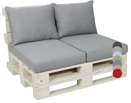 GO-DE Textil Bequeme und attraktive Polsterauflagen für Paletten-Loungen (2er-Set, 2-teilig, für eine komplette Palettenlounge, Uni grau, Palettenkissen)
