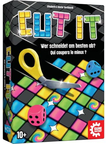 Game Factory 646063 Cut it, innovativt tärningsspel, tärningar, klippning, pussel, smart familjespel för 1 till 4 personer, från 10 år