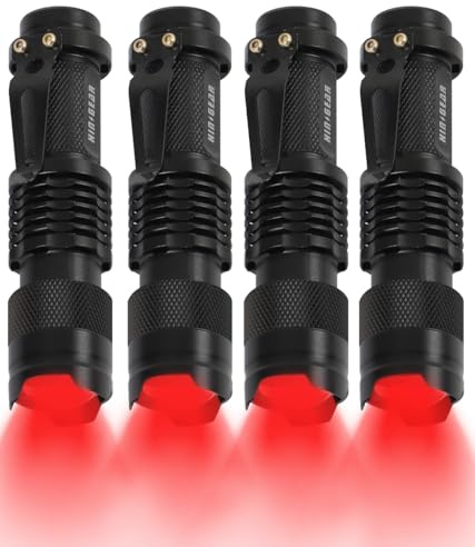 HinsGEAR 6 Pack Red Flashlight LED Single Mode Light 1 Mode LED Torch Scalable Red Light Flashlight for Astronomy Aviation Night Observation