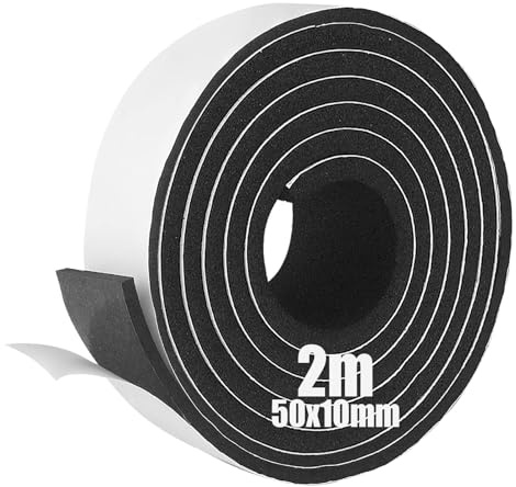 SDLDEER Ruban d'étanchéité, autocollant, en caoutchouc mousse, pour fenêtre, porte, isolation phonique, 50 mm (l) x 10 mm (P) x 2 m (L)