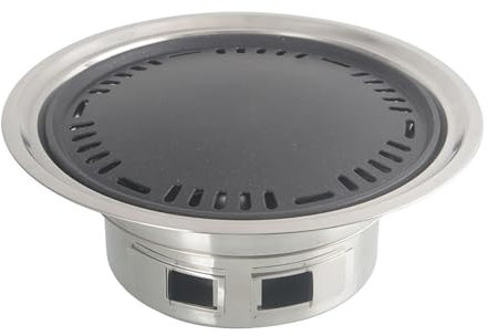Barbecue a carbone per cucinare all'aperto, 34 cm, in acciaio inox, antiaderente, portatile, da campeggio, da tavolo, per picnic, cortile, feste (bistecchiera)