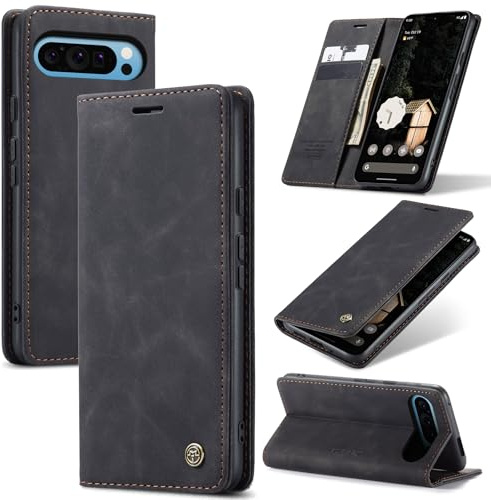 Azororo Handyhülle für Google Pixel 10 Pro XL 5G Hülle Premium Lederhülle Flip Case Magnet Tascher Kartenfach Standfunktion Klapphülle Schutzhülle für Google Pixel 10 Pro XL, Schwarz
